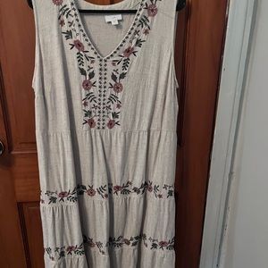 J.Jill embroidered sleeveless dress